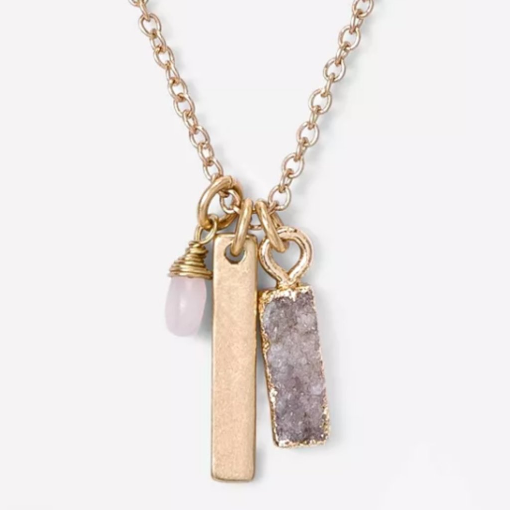 Rose Quartz Rejuvenation- Harmony - Compassion Cluster Necklace With 1 12$